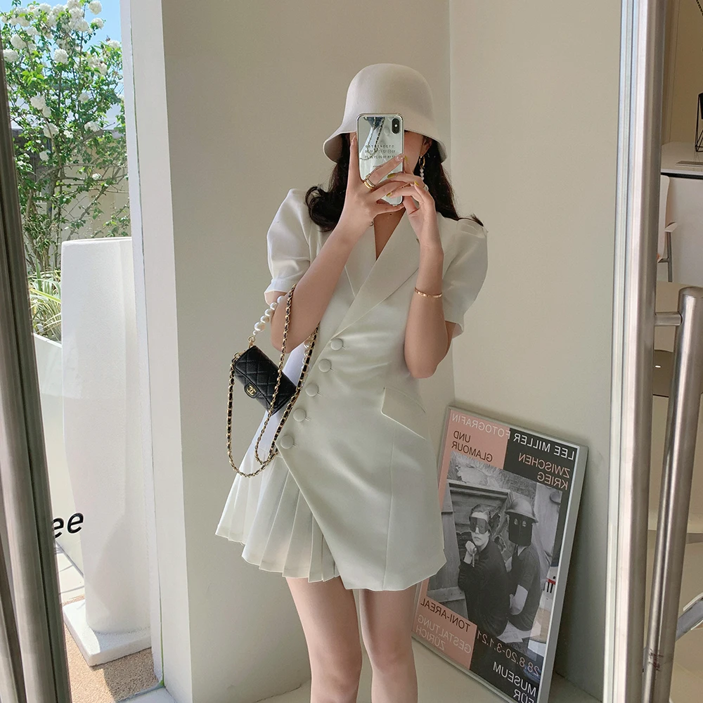 Платье Блейзер женское с коротким рукавом дизайнерское мини платье для вечерние