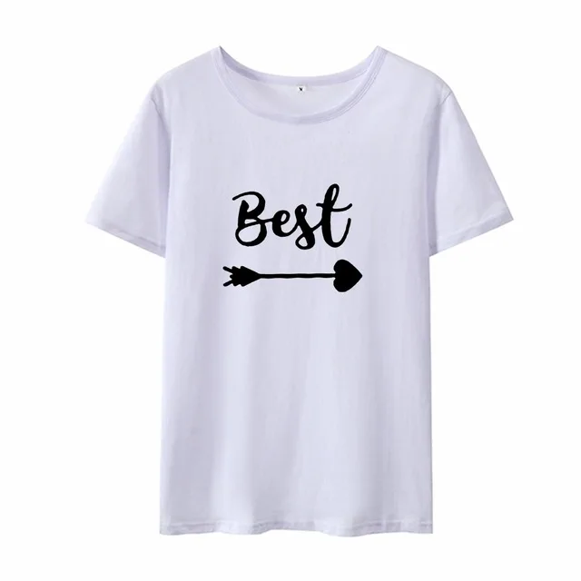 White Best Friends Футболка женская футболка Летняя с коротким рукавом Sister BFF Футболка женская футболка Топ черный белый хлопок Футболка Femme - Цвет: White