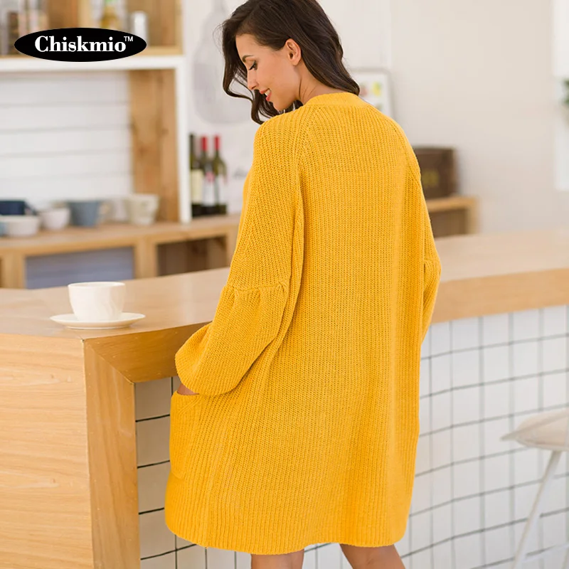 Свободный вязаный кардиган верхняя одежда женский свитер с карманами