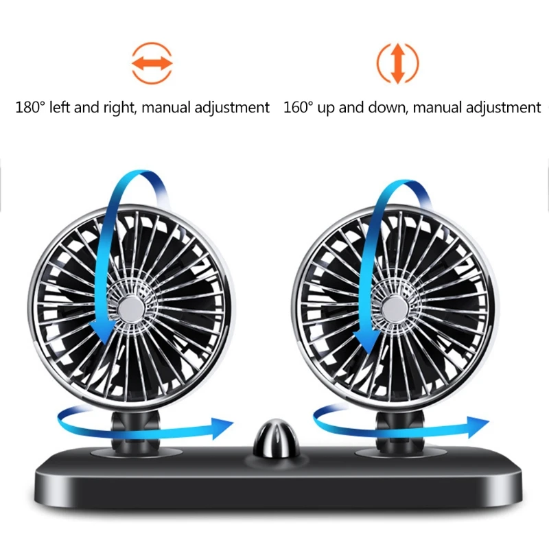 Electric Car Fan Low Noise Portable Auto Dashboard Air Conditioner for Auto Vehicles RVs(12V/24V)