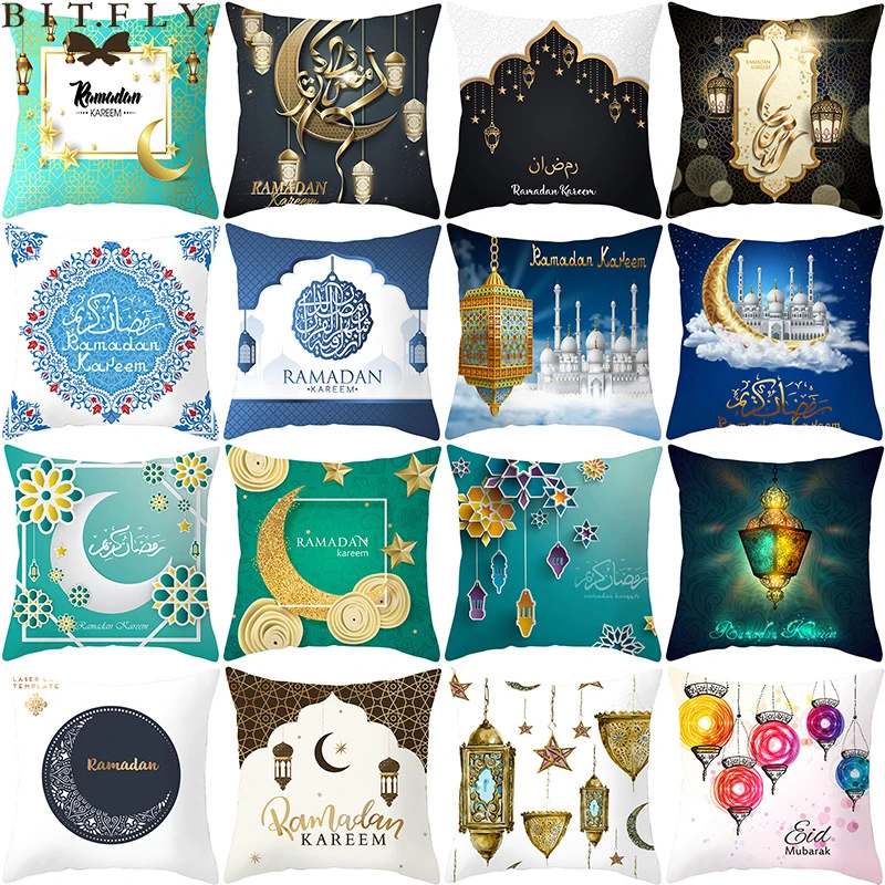 

Cushion Covers Decorative Eid Mubarak Throw Pillowcases Covers Ramadan Decoration for Home Muslim Party Islam Gifts Ornament