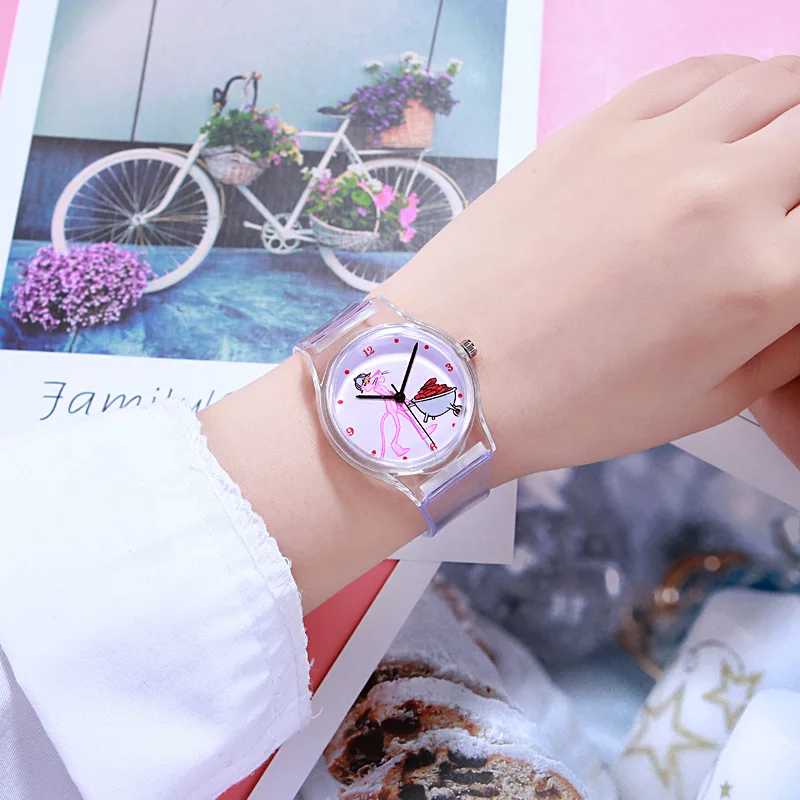 Женские кварцевые часы Reloj Mujer Модные прозрачные силиконовые женские для девочек