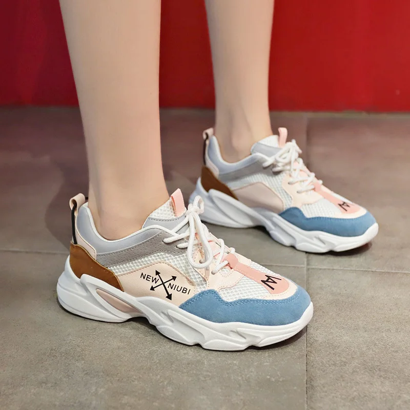 Новинка сезон осень женские дышащие кроссовки на толстой платформе модная