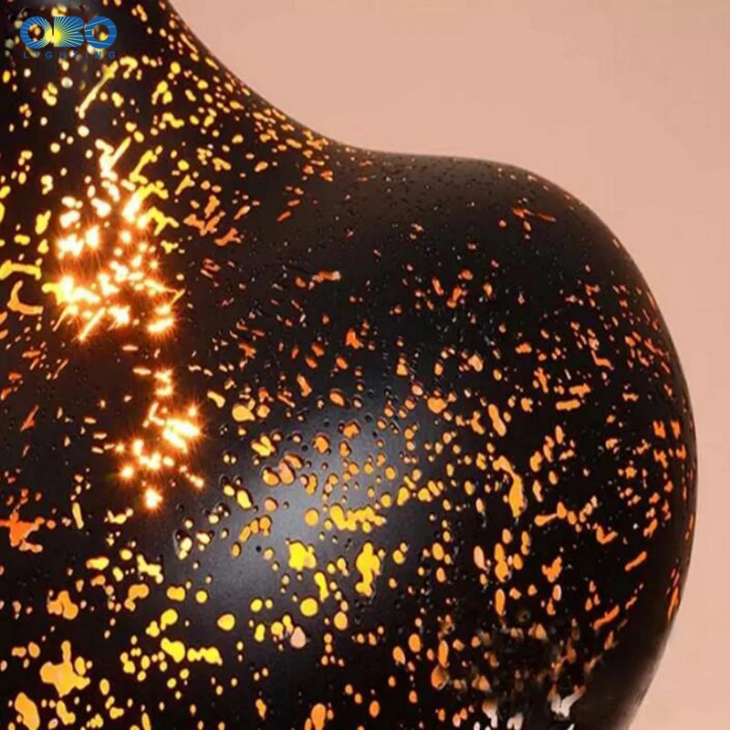 Винтажный подвесной светильник черный железный травление абажур бар чайный