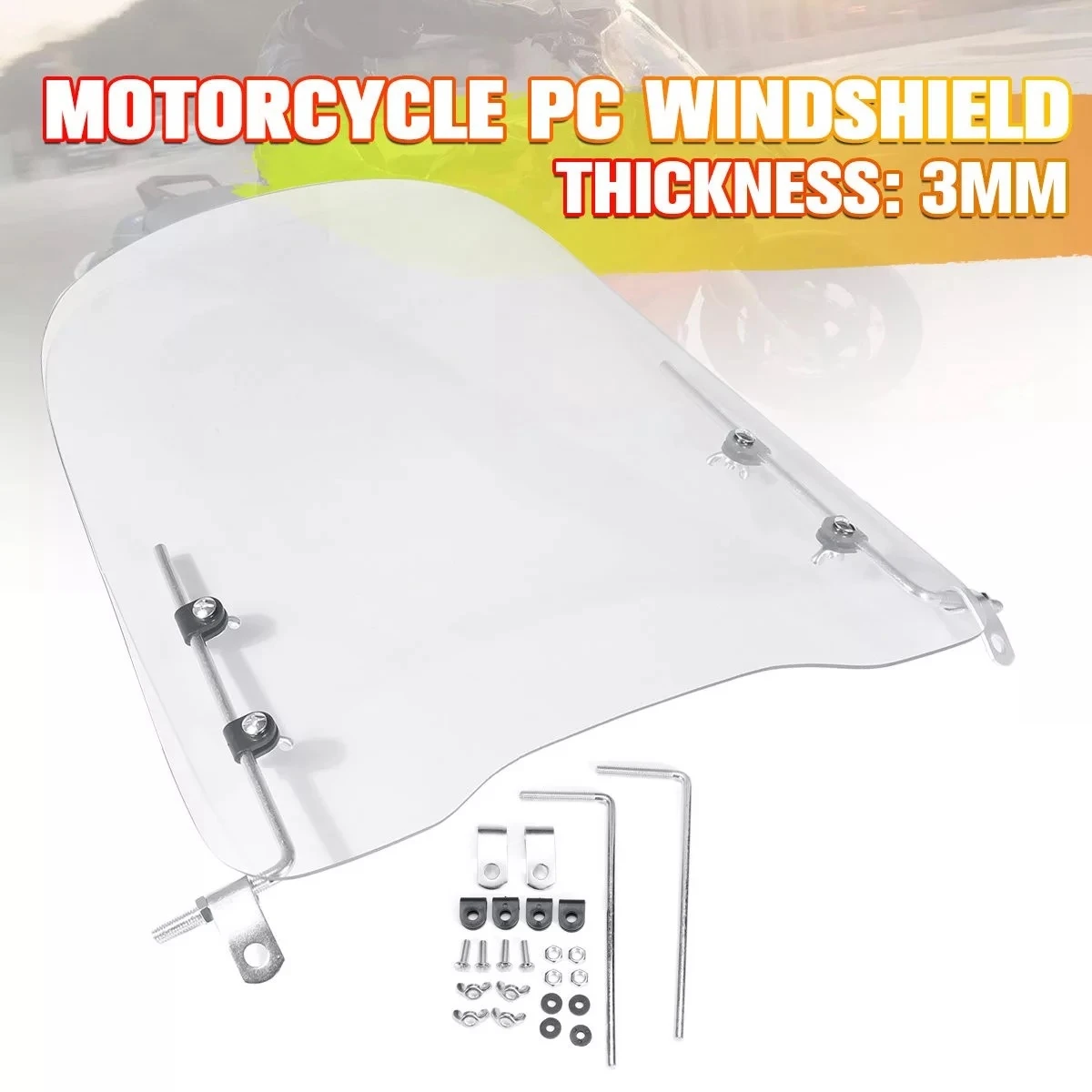 

3mm Thick Motorcycle Wind Cold Deflector Clear Transparent PC Plate Scooter Windshield Windscreen Wind Deflector