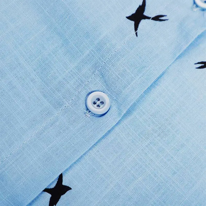 

Plus Size 5XL 2020 Birds Printed Women Shirt Cotton Linen Long Sleeve Female Shirts Spring Summer Loose Casual Lady Vintage Tops