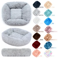 soft long plush pet cat bed house cats dog mat winter warm square sleeping dogs puppy nest pet cushion portable for pets cats ba
