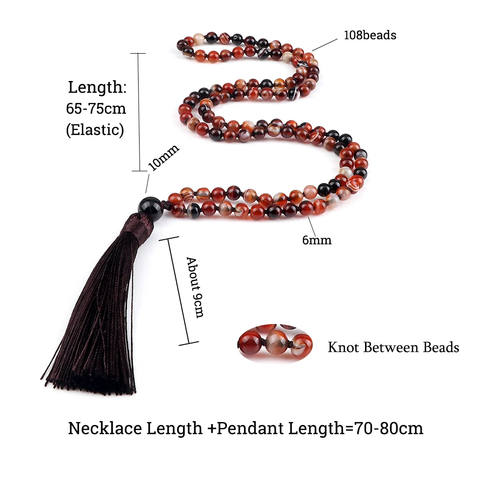НОВЫЙ Тибетский 6 мм Красный Полосатый Агат бисерный браслет Высокое качество 108