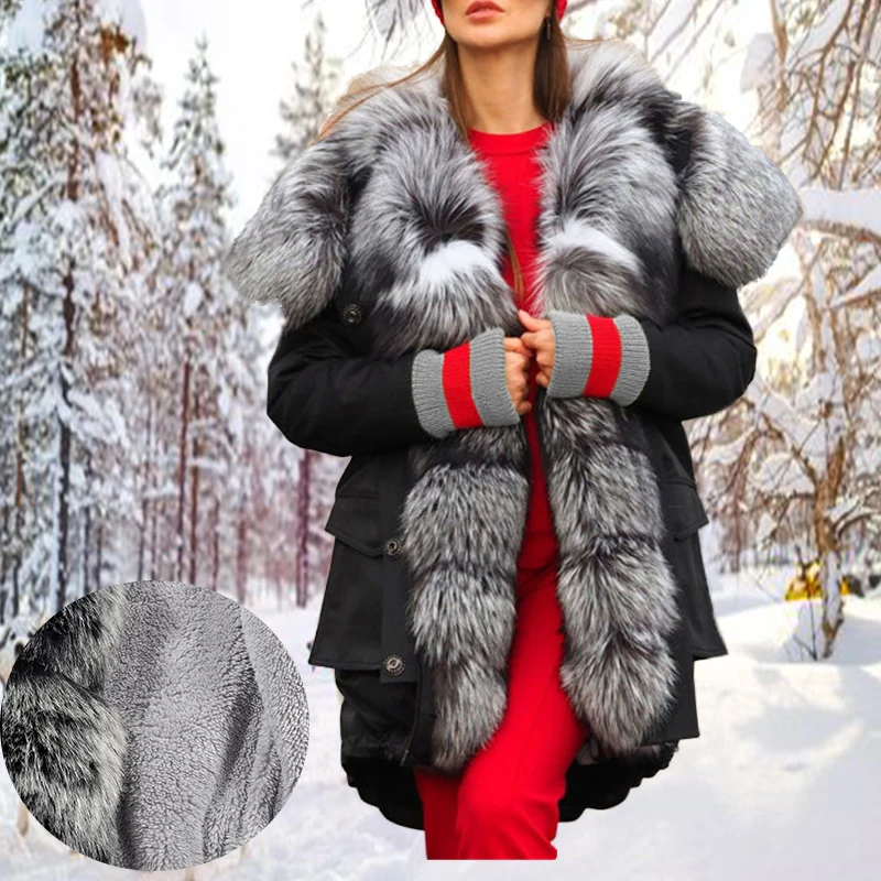 Женские модные пальто зимняя хлопковая куртка из овечьей шерсти длинное с