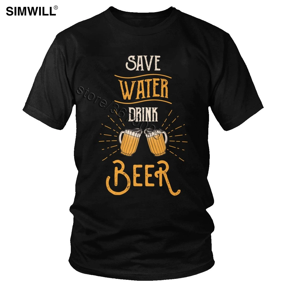 

Vintage Brand Save Water Drink Beer T-Shirt Men Cotton Funny Slogan Love Alcohol Tees Short Sleeves O-neck Creative T Shirt