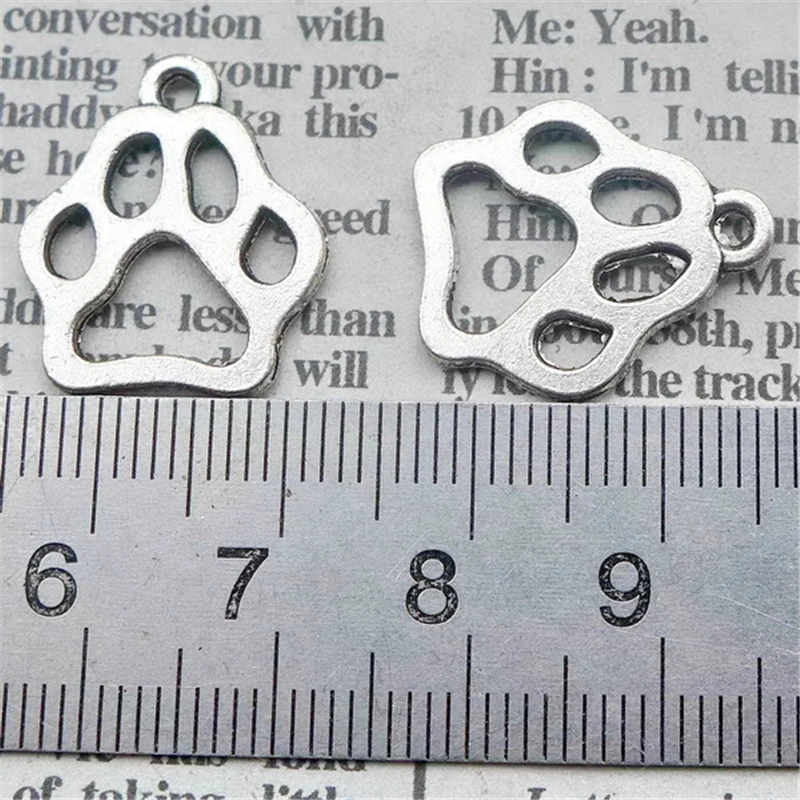 

Oein 50pcs Charms Dog Paw 13x11mm Antique Bronze Silver Color Plated Pendants Making DIY Handmade Tibetan Silver Color Jewelry