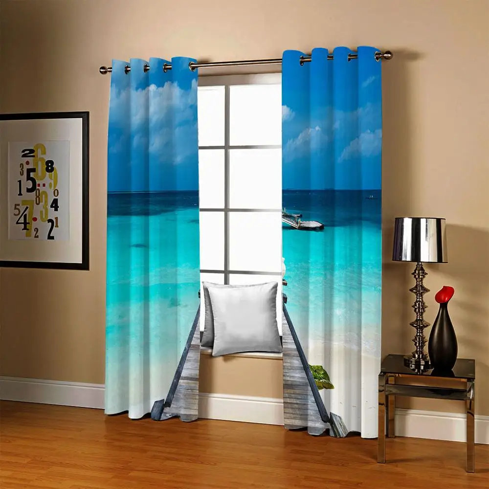 Пользовательские 3d занавески ландшафт Эгейского моря для гостиной европейские и