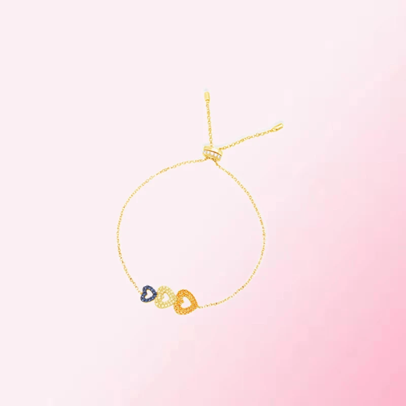 

1:1 Make 925 Sterling Silver Customized Colorful Love Heart-shaped Fashion Exquisite Bracelet