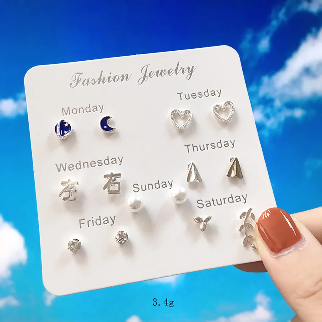 Серьги гвоздики с жемчугом 7 пар простые серьги для путешествий необычные l3