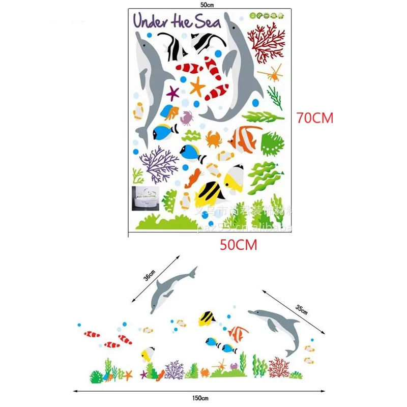Мультяшный Дельфин подводный мир Diy Наклейка на стену гостиная спальня настенный
