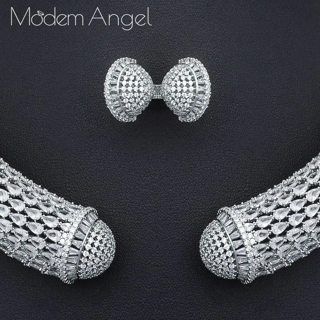 ModemAngel известный бренд диск Роскошные нигерийские Свадебные невесты кубического циркония ожерелье Дубай 4 шт. комплект ювелирных изделий