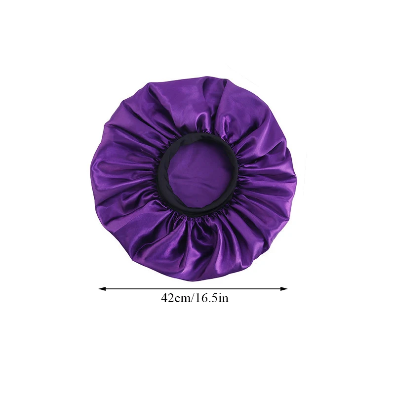 

Elastic Wide Edge Satin Bonnet Hat Pure Color Simple All-match Sleeping Hats Wrap Night Cap Hair Care Bonnet for Women