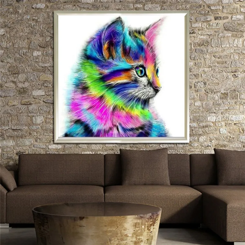 Красочная белка кошка мозаика вышивка животное крестом Рукоделие Ремесло