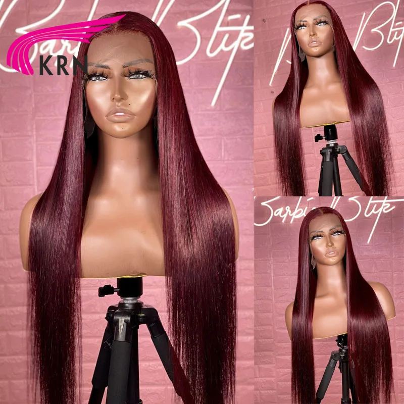KRN Hair 99J бордовый цвет кружевные передние человеческие волосы стандартные