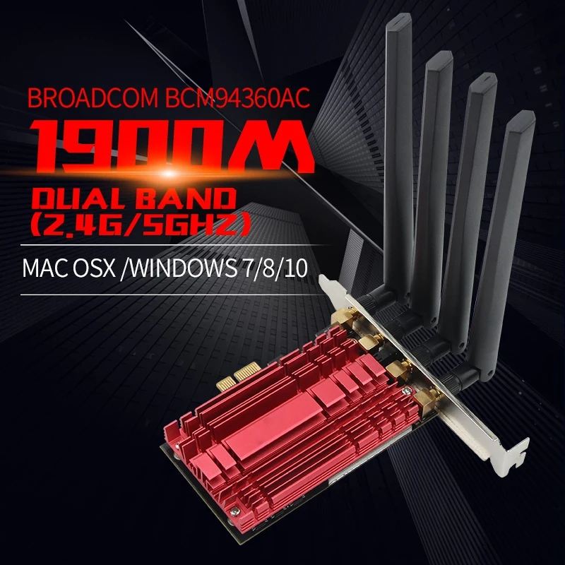 Двухдиапазонный AC1900 Broadcom BCM94360 беспроводной 802.11AC WIFI адаптер настольный Wifi PCI Express