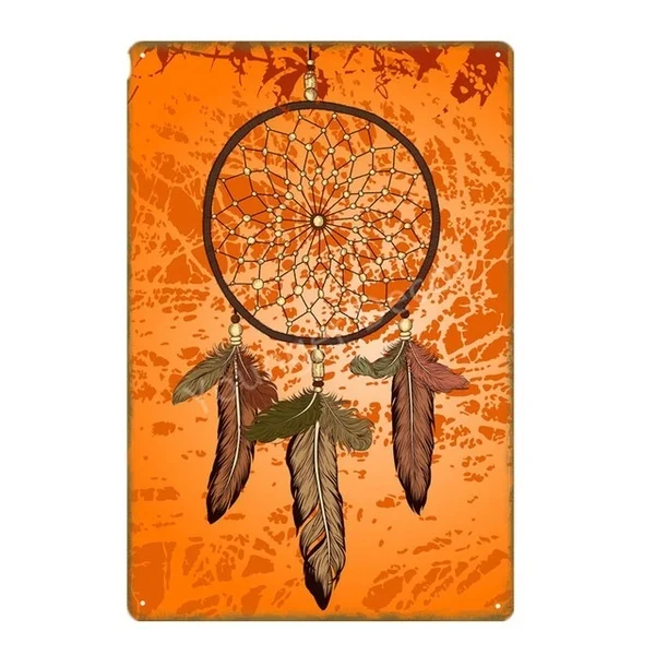

Vintage Indian Big Dream Catcher Metal Signs Wall Art Painting Print Poster Wall Sticker Pub Bar Home Decoration YI-200