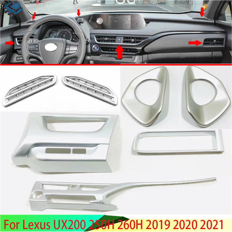 

For Lexus UX200 250H 260H 2019-2021 ABS Chrome Air Vent Outlet Cover Dashboard Trim Bezel Frame Molding Garnish Accent Styling