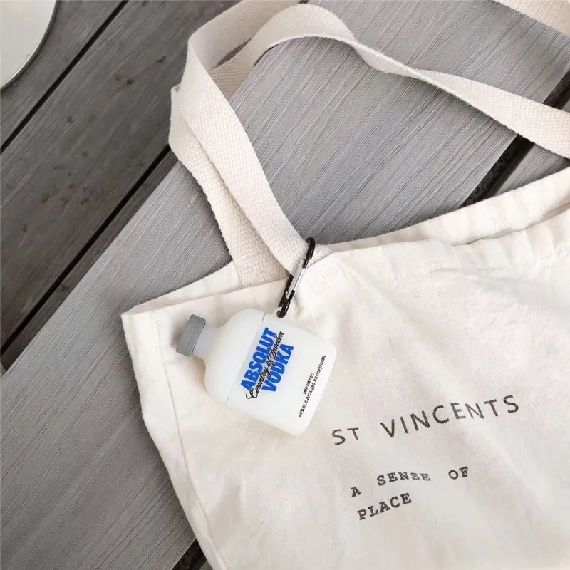 

3D Vodka Wine Bottle Case for Airpods Pro 1 2 Cute Silicone Accessories Bluetooth Earphone Case Protective Cover with Keychain