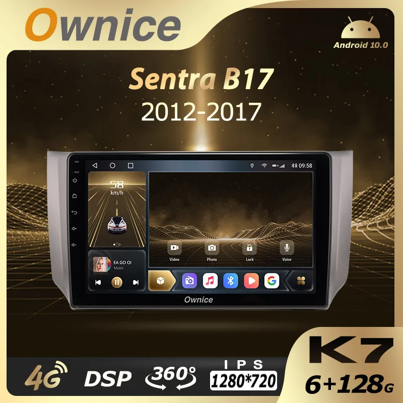 

Автомобильное мультимедийное радио Ownice, 6G + 128G, Android 10,0, для Nissan Sentra B17, 2012, 2016, 2017, 2 Din, GPS, Navi, аудио, 4G, LTE, 360