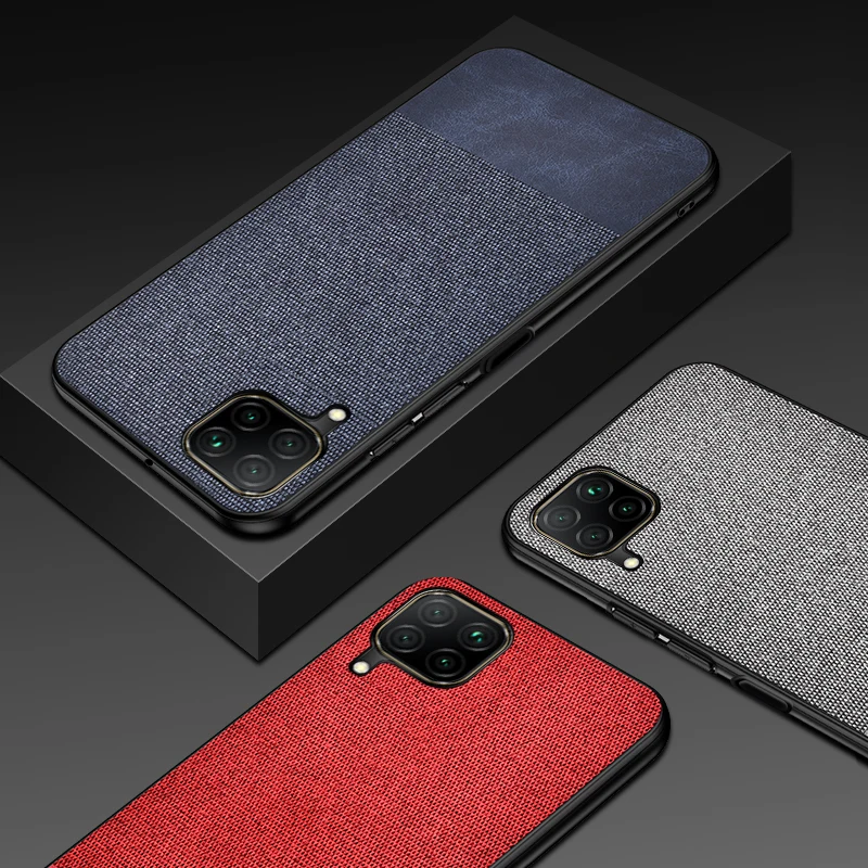 Чехол для Huawei P40 Lite тканевый силиконовый бампер Жесткий из поликарбоната чехлы