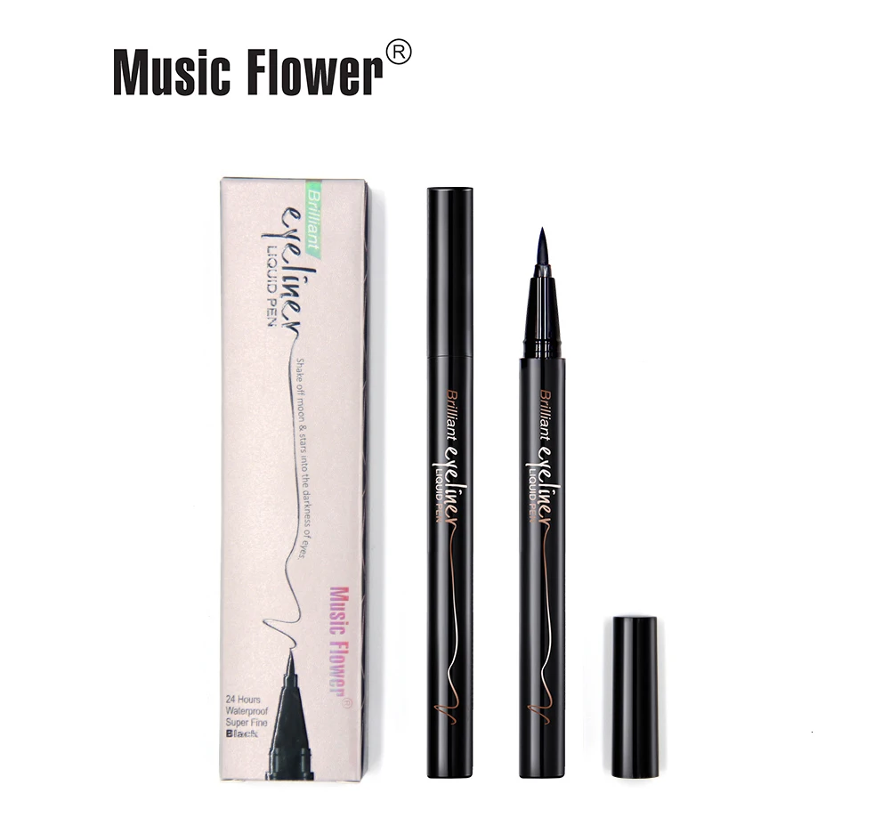 Music Flower, супертонкая водостойкая жидкая подводка для глаз, карандаш, 24 часа, стойкая, водостойкая, суперчерная подводка для глаз, быстросохнущая, брендовый макияж
