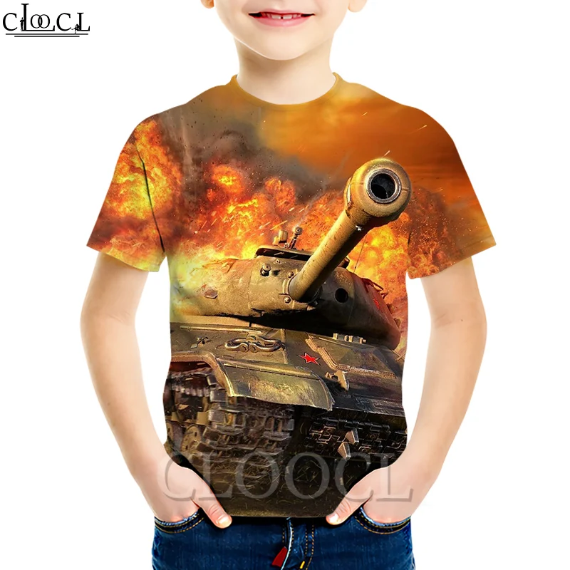 CLOOCL/Детские футболки с изображением игры World of Tanks классические 3D принтом для