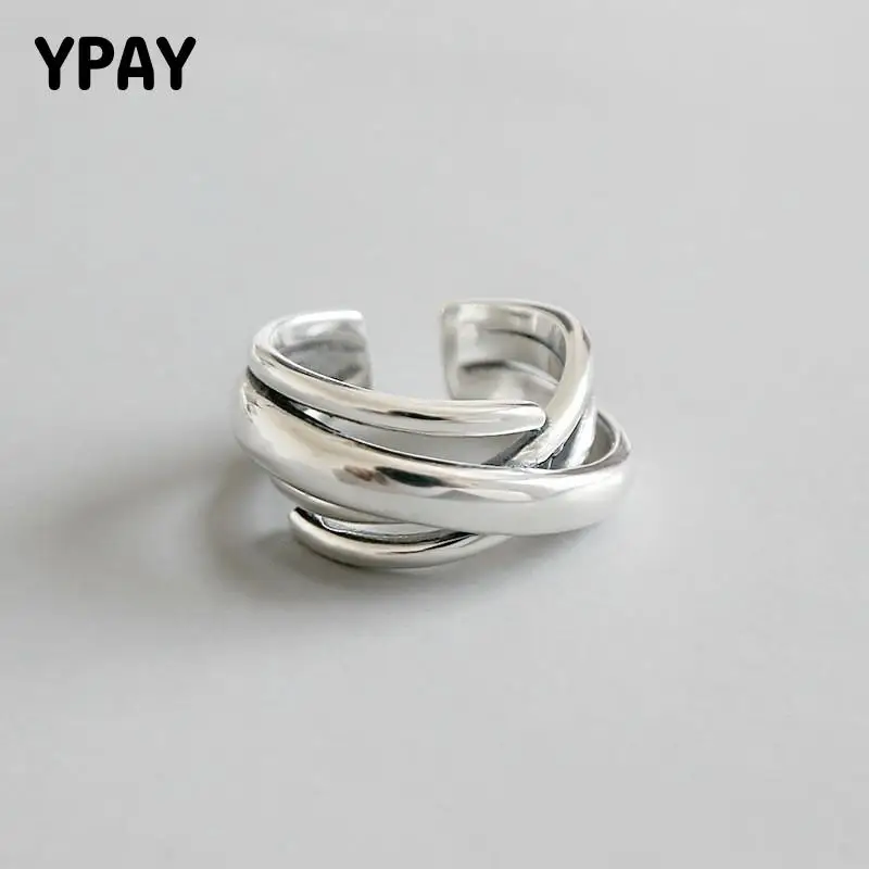 

YPAY Multi-Layer Winding Irregular Engagement Ring Women 100% Real 925 Sterling Silver Rings Bague Femme Jewelry 2020 YMR505