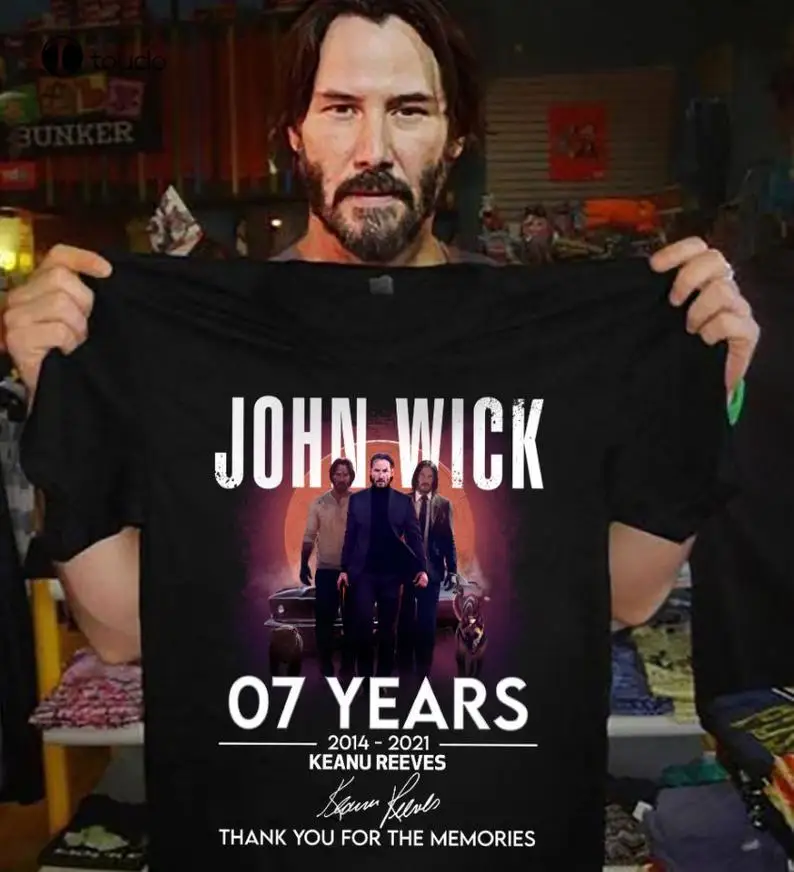 

Рубашка с надписью John Wick, майка с надписью, на годовщину, 07 лет, 2014-2021, кэану Ривз, спасибо за воспоминания