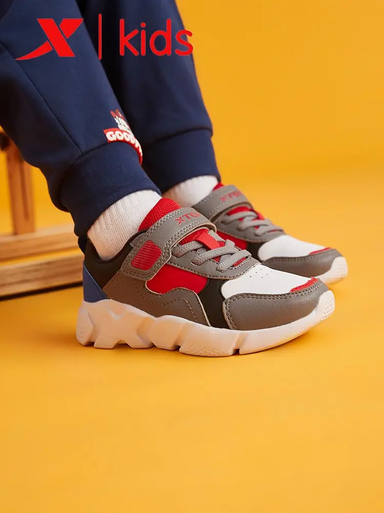 Xtep Children Casual Sneakers Boys Girls Kids Comfortable Velcro Running Shoes Patchwork Mix-color Sneaker 681416329127 | Спорт и