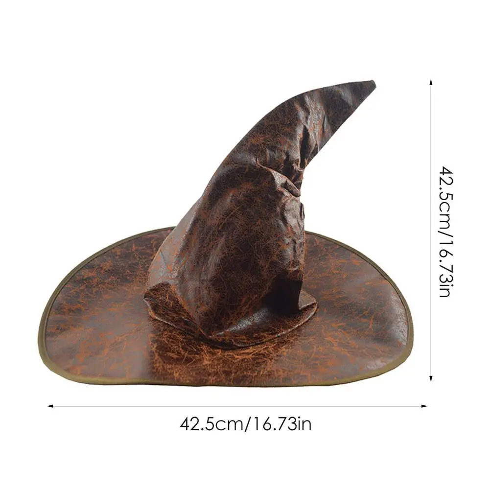 

Witch Hat Leather Adult Costume Party Accessory Halloween Hat Costume Props Outdoor Tree Hanging Ornament Home Party Decor