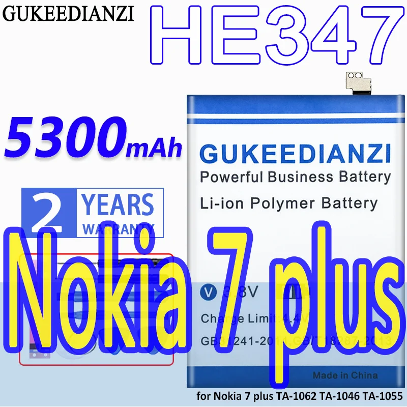 Аккумулятор GUKEEDIANZI высокой емкости HE347 5300 мАч для Nokia 7 plus TA-1062 TA-1046 TA-1055 Nokia7 |