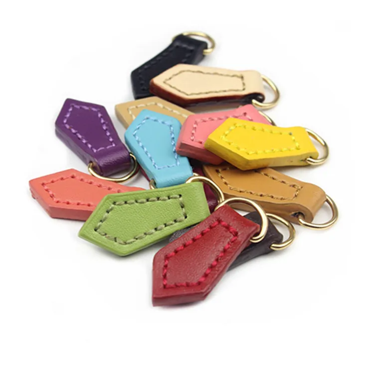 Кожаная застежка молния в форме бриллианта 3 шт. бронзовое кольцо для шитья