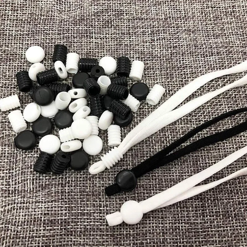 

Hot YO-100 Pcs Sewing Elastic Band Cord with Adjustable Buckle Stretchy Mask Earloop Lanyard Earmuff Rope DIY Making Supplies