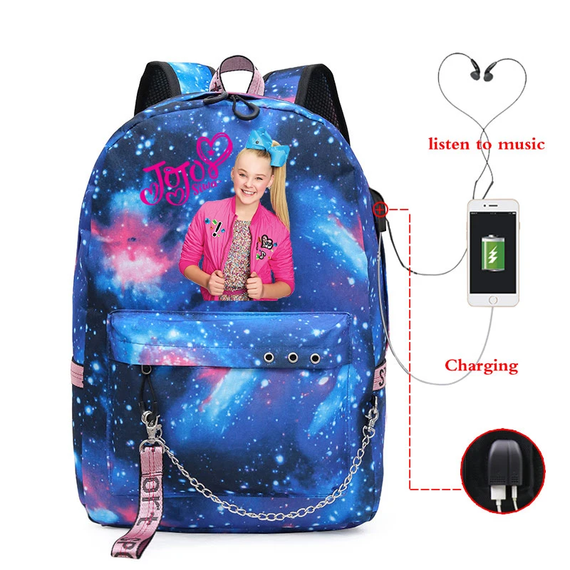 Женский рюкзак горячая Распродажа Jojo Siwa с Usb-зарядкой школьный повседневный