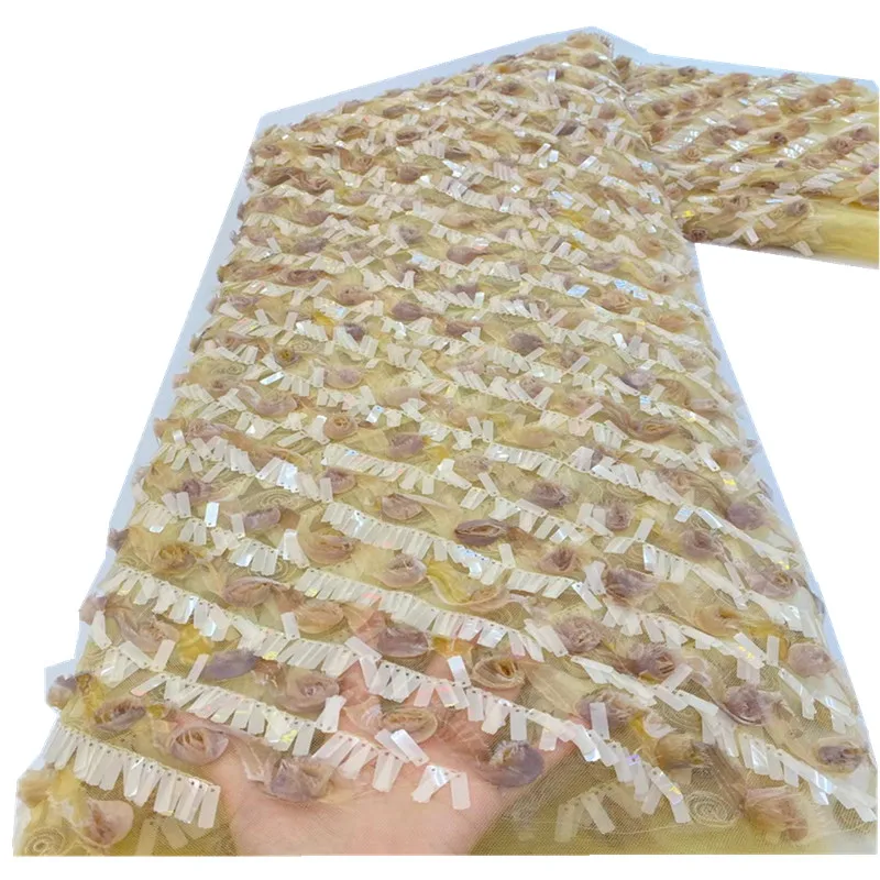 

African Sequins Net Lace Fabric 2021 High Quality Lace Elegant Nigerian Wedding Lace Fabrics Sewing RF-160