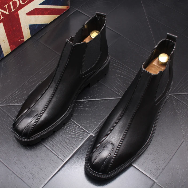 

men casual cowboy boots spring autumn natural leather shoes outdoors chelsea boot gentleman ankle botas zapatos de hombre botine
