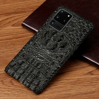 genuine leather 3d crocodile head phone case for samsung galaxy s20 plus s20 ultra note 10 s8 s9 s10 plus a50 a51 a70 a71 cover