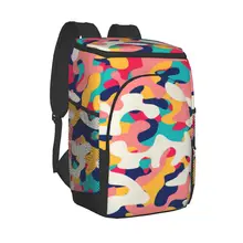 Picnic Cooler Backpack Abstract Camo Waterproof Thermo Bag Refrigerator Fresh Keeping Thermal Insulated Bag