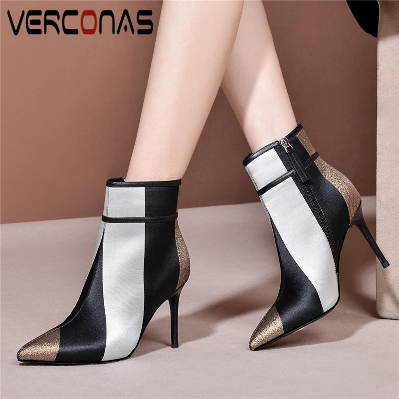 

VERCONAS 2021 для женщин; Женские Кожаные полуботинки из нубука; Сезон зима-осень; Модные элегантные шпильки, обувь для офиса, женские туфли-лодочк...