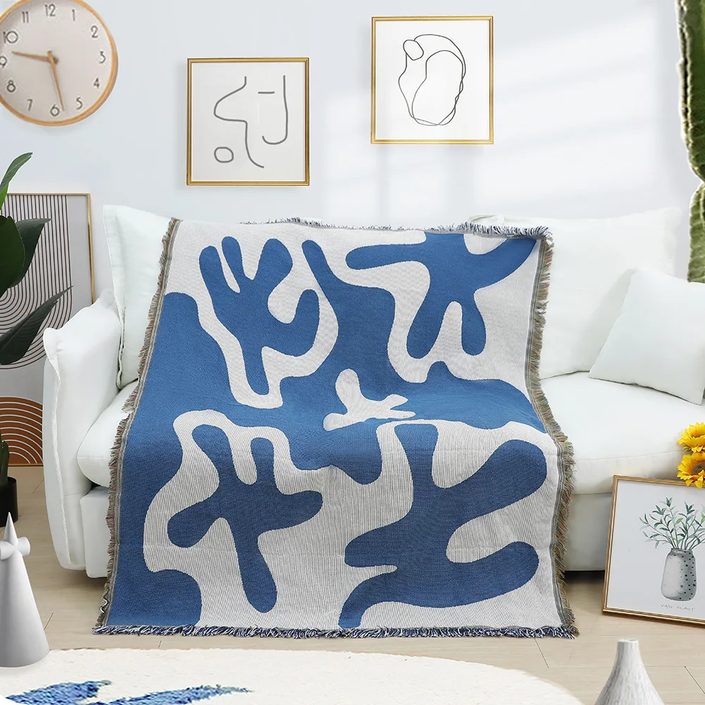 Casual Abstract Blankets Decoration Blue Blanket Carpet Sofa Leisure Single Tapestry Throw |