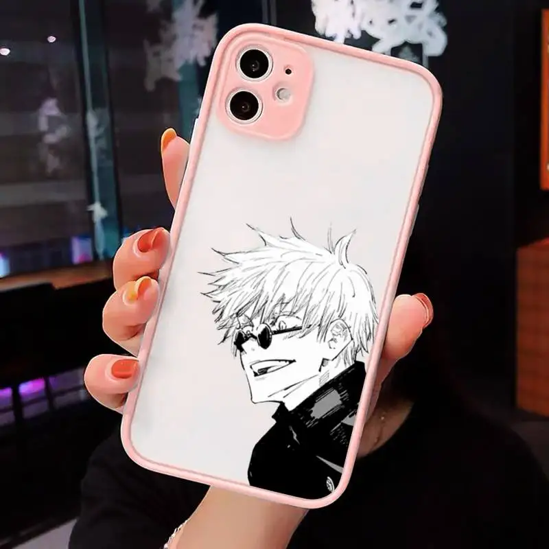 

Jujutsu Kaisen Phone Case Matte transparent For Pink iPhone 12 Mini 11 Pro XR XS Max 7 8 Plus X Back Cover