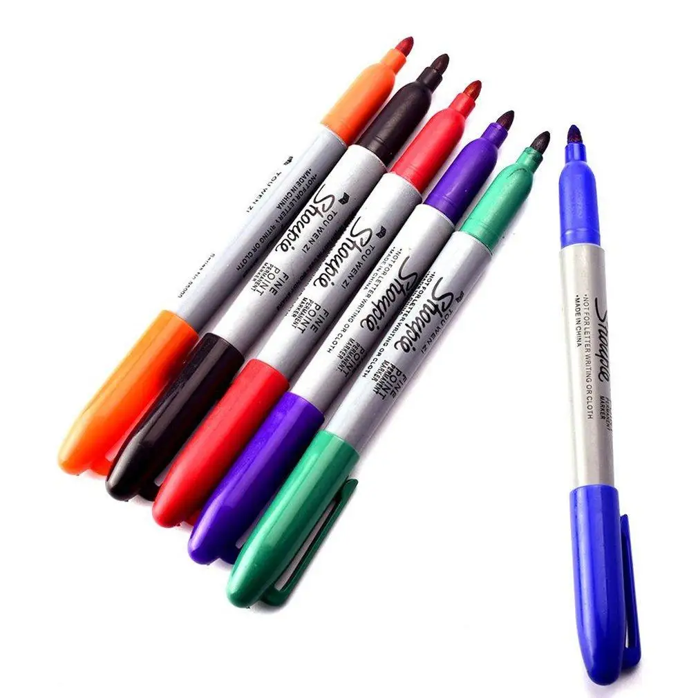 Permanent Markers Eco-friendly Tattoo Pen Sharpie Fine Point 6 Colors Marke | Канцтовары для офиса и дома