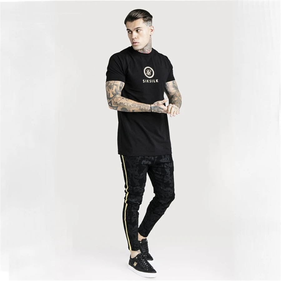 Мужская футболка с модным принтом siksilk, Мужская футболка с коротким рукавом, летняя новая мужская повседневная футболка, Мужская Уличная футболка в стиле хип-хоп