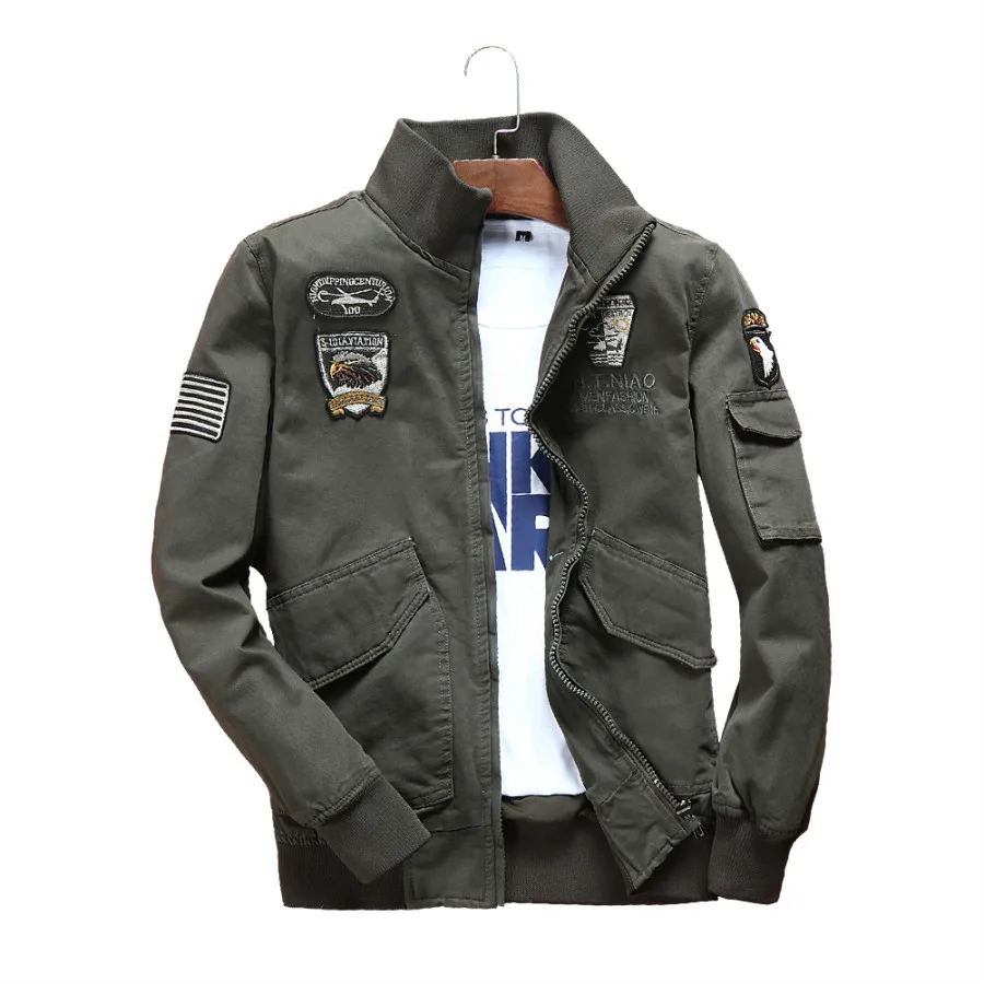 Военный стиль Мужская мода куртка пилота размера плюс M 4XL брендовая мужская