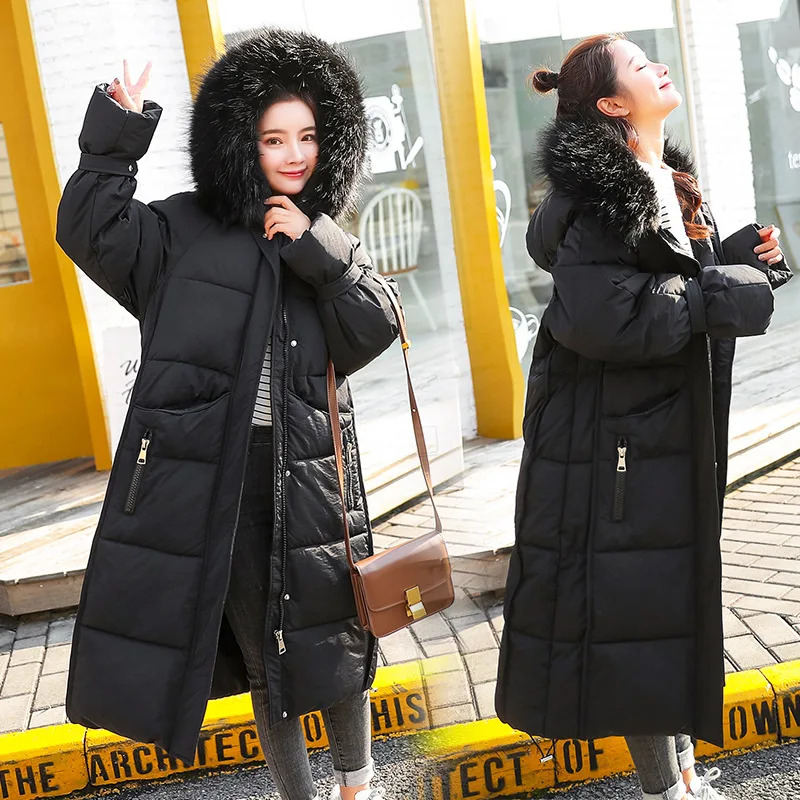 Повседневная теплая Модная женская Длинная зимняя парка тонкие пальто и куртки с